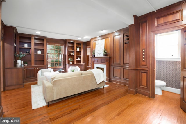 1791 Warrenton Rd, Fredericksburg, VA 22406 - living area with a fireplace, light wood-style flooring, and recessed lighting