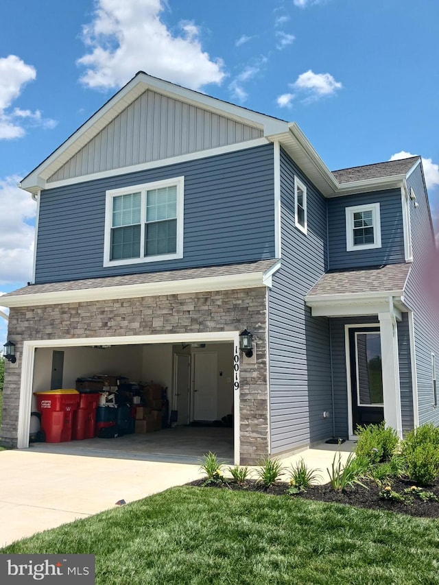 exterior space featuring a garage