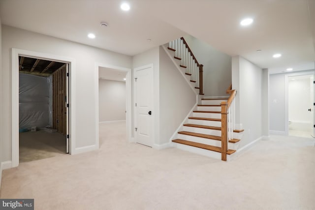 stairs with carpet floors