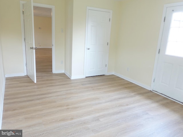 interior space with light hardwood / wood-style flooring