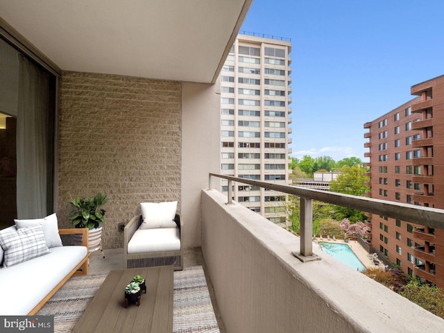 balcony featuring an outdoor living space