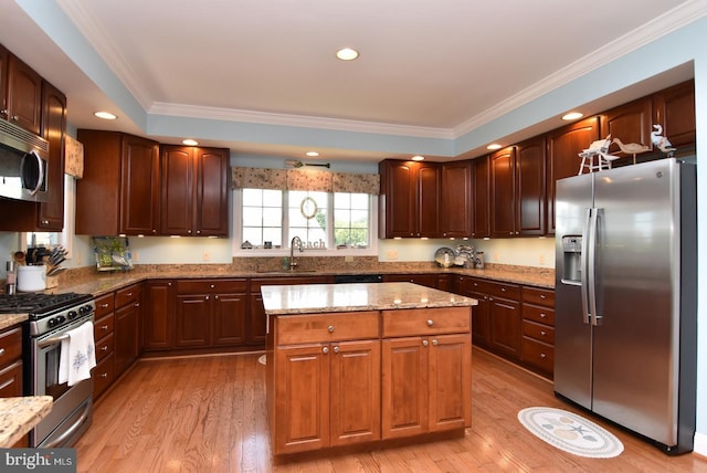 bathroom featuring tile patterned floors, ornamental molding, vanity, ceiling fan, and shower with separate bathtub