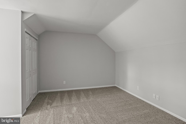 bonus room featuring carpet and vaulted ceiling