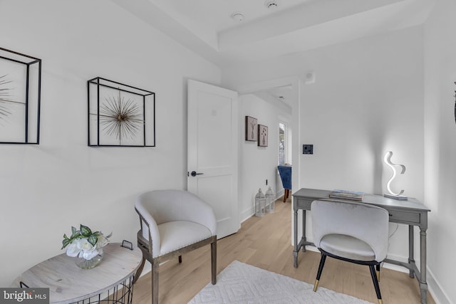 office space featuring light hardwood / wood-style floors