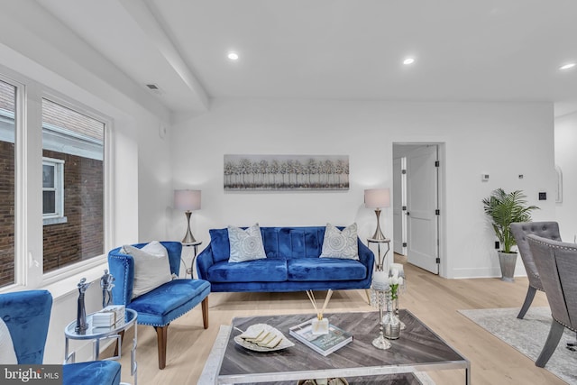 living room with light wood-type flooring