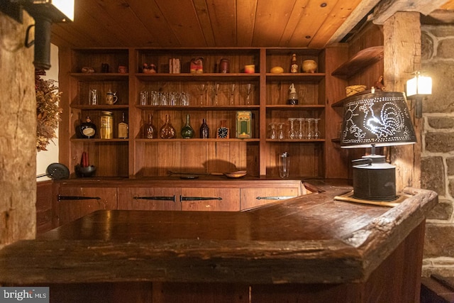 bar featuring wood ceiling