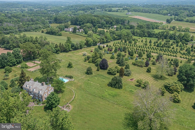 drone / aerial view with a rural view