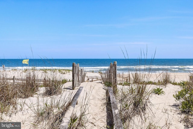 property view of water with a beach view