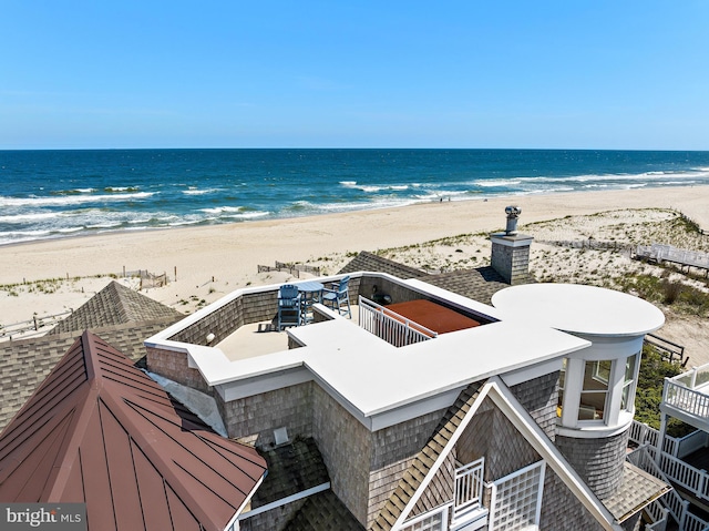 view of water feature featuring a view of the beach