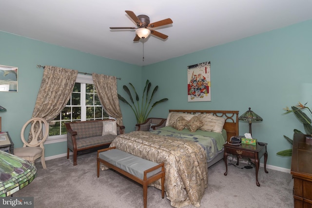 bedroom with carpet flooring and ceiling fan