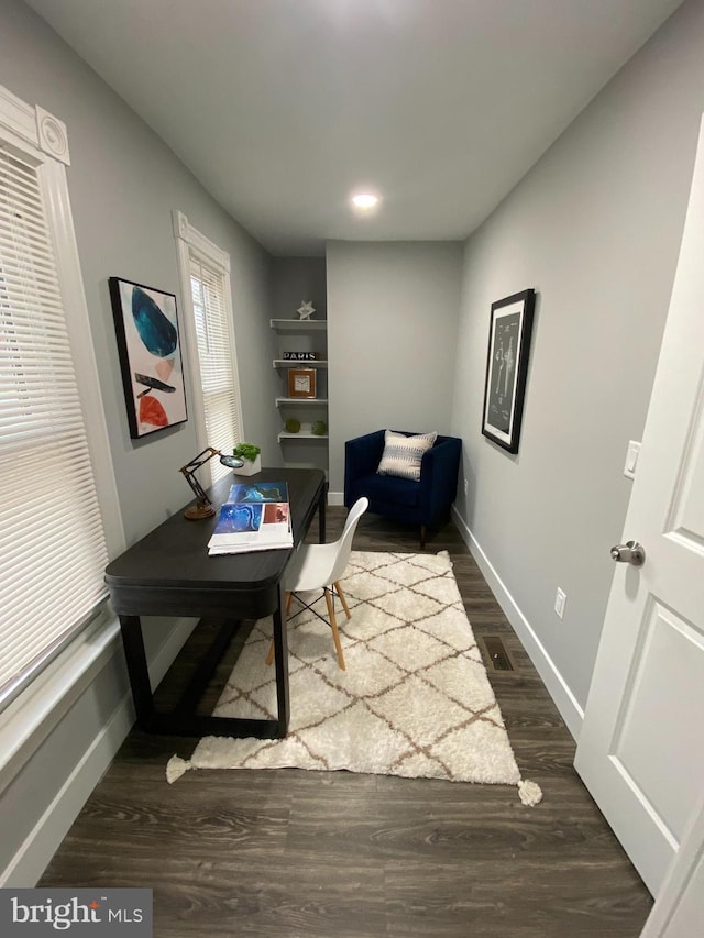 office featuring dark wood-type flooring