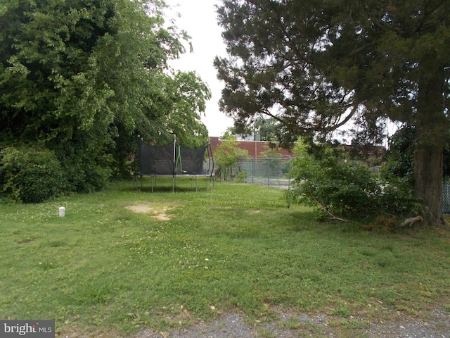 view of yard with a trampoline