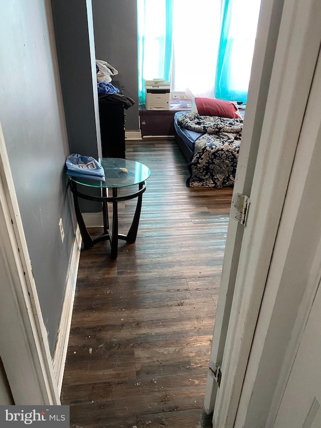 bedroom featuring dark hardwood / wood-style floors