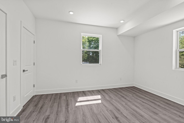 spare room with a healthy amount of sunlight and hardwood / wood-style flooring