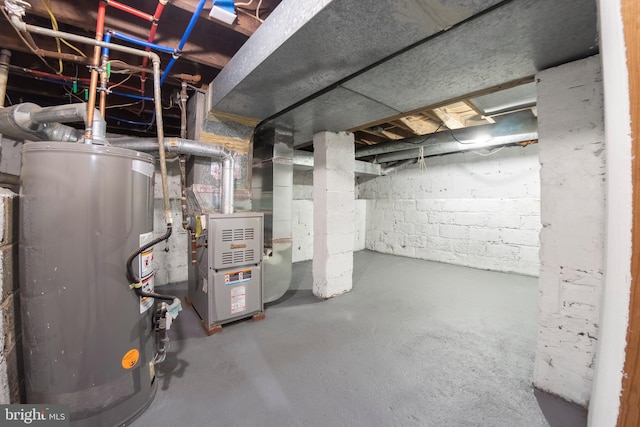 basement featuring water heater