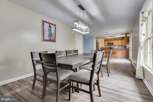 dining room with light hardwood / wood-style flooring