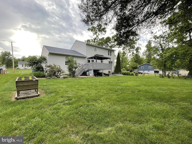 view of yard featuring a deck