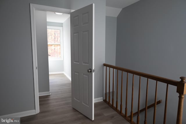 hall with dark hardwood / wood-style floors