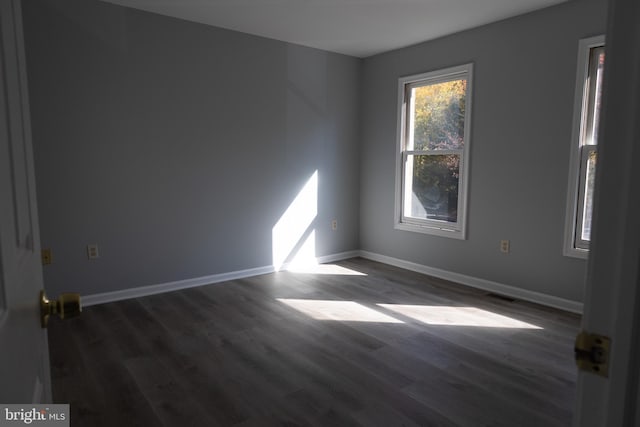 empty room featuring dark hardwood / wood-style flooring