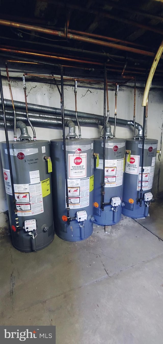 utility room with gas water heater