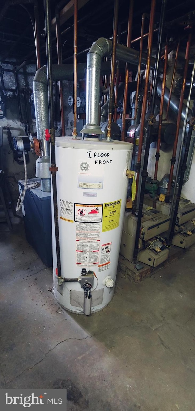 utility room with gas water heater