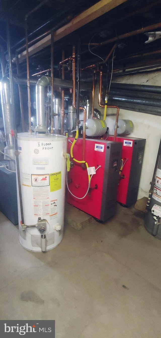 utility room with gas water heater