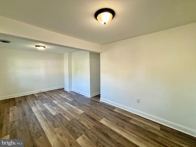 unfurnished room featuring dark wood-type flooring