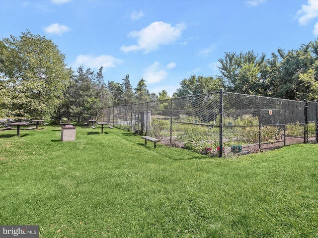 view of property's community featuring a yard