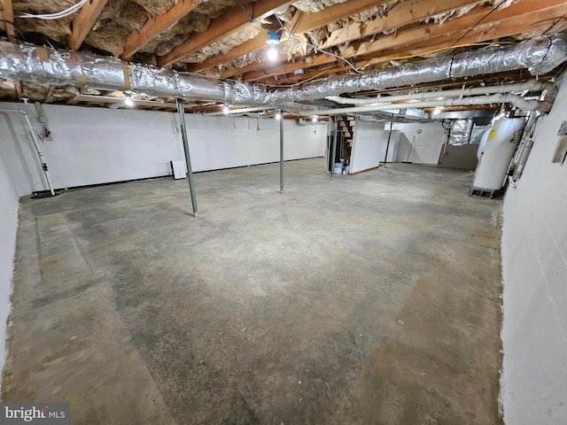 basement with water heater