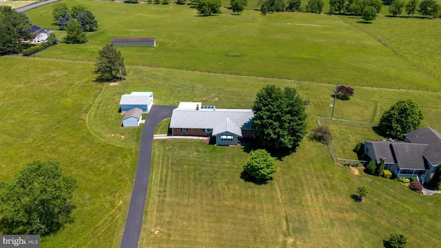 aerial view featuring a rural view