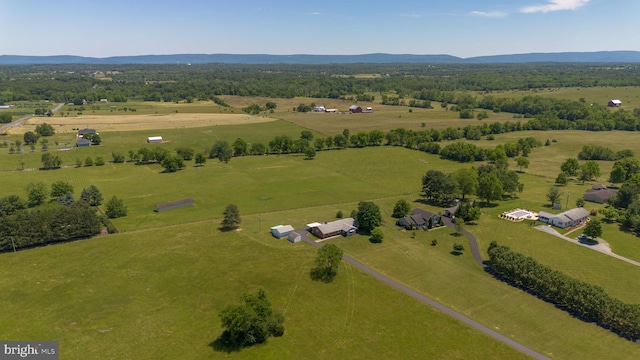 birds eye view of property featuring a rural view and a mountain view