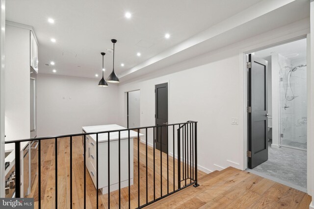 hallway featuring light wood-type flooring