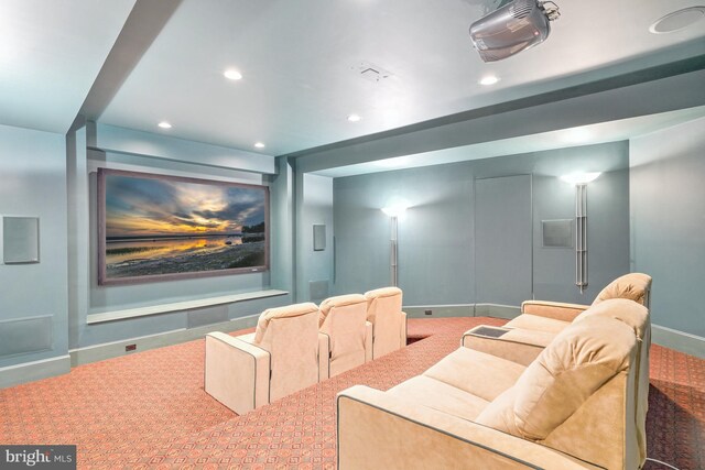 view of carpeted home theater room