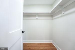 walk in closet featuring hardwood / wood-style flooring