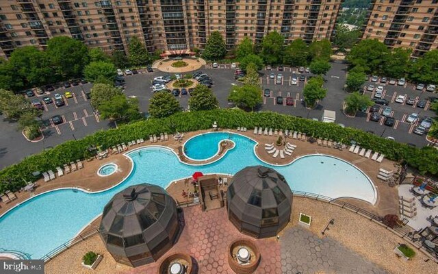 view of swimming pool with a patio area