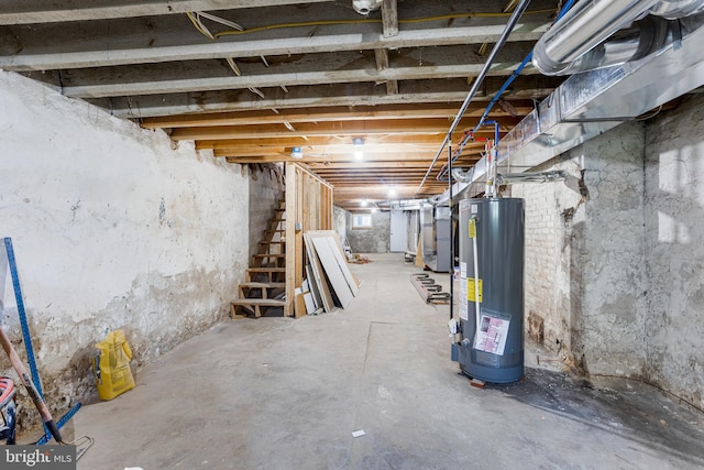 basement with gas water heater