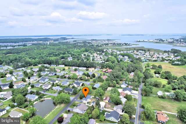 bird's eye view featuring a water view