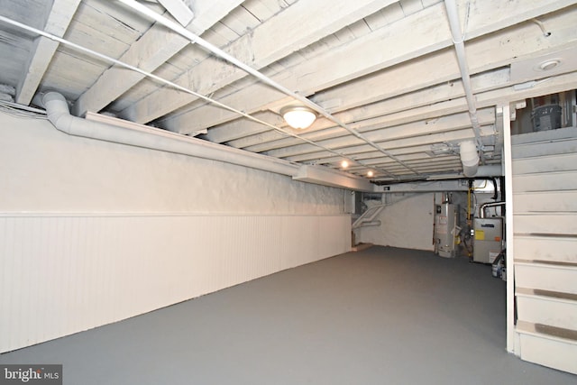 basement with water heater