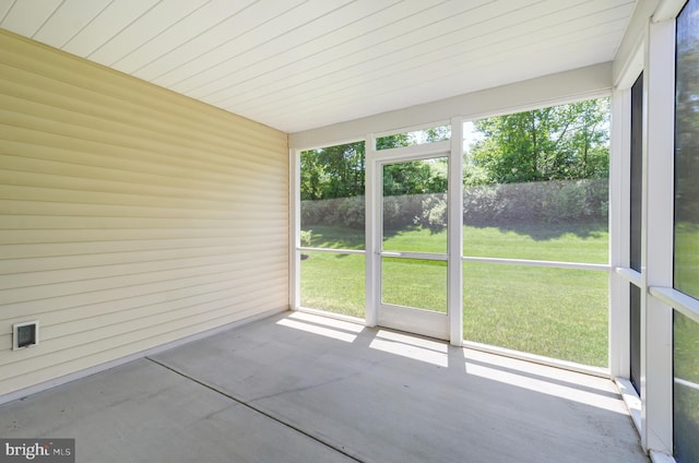 view of unfurnished sunroom