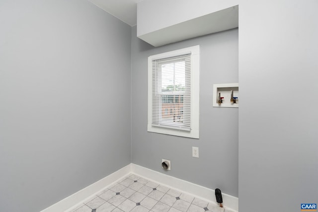 laundry room with electric dryer hookup and hookup for a washing machine