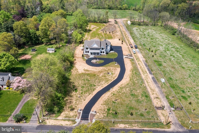 bird's eye view featuring a rural view