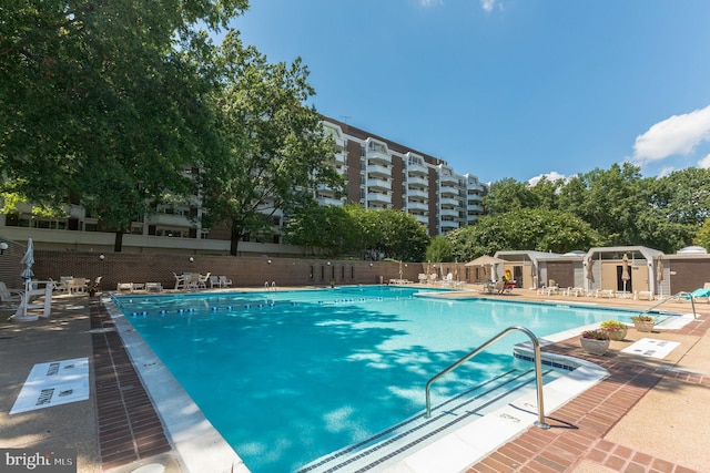 view of pool featuring a patio