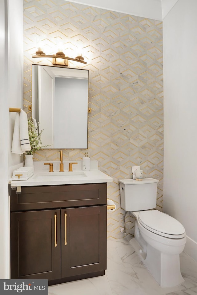 7013 Raleigh Rd, Annandale, VA 22003 - half bath featuring marble finish floor, toilet, and vanity
