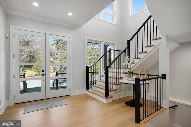 7013 Raleigh Rd, Annandale, VA 22003 - foyer featuring baseboards, french doors, wood finished floors, and recessed lighting