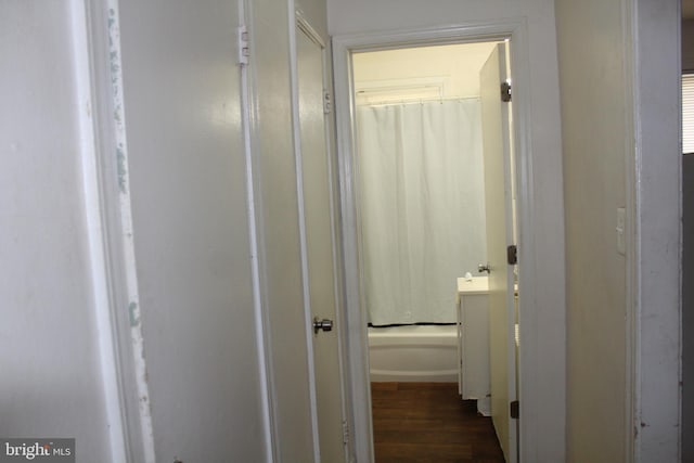 hallway featuring dark hardwood / wood-style flooring