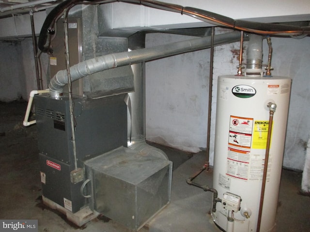 utility room with water heater