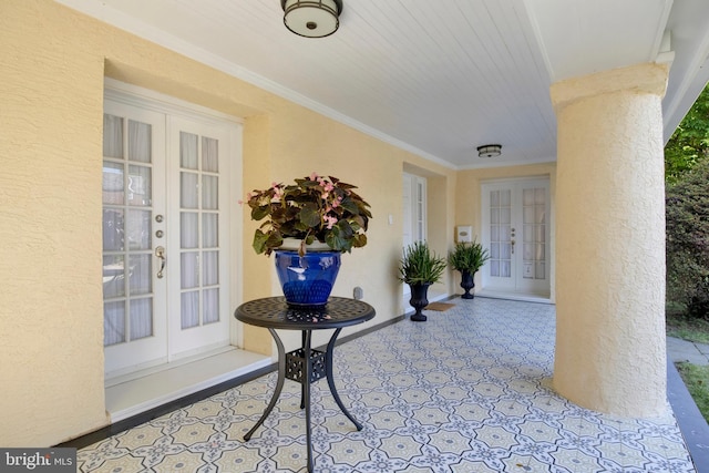 doorway to property with french doors