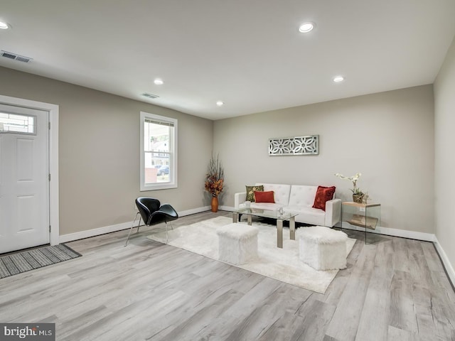 living room featuring light hardwood / wood-style flooring