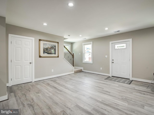 foyer featuring light hardwood / wood-style floors