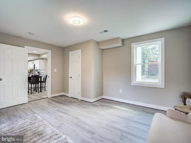 living room featuring light hardwood / wood-style floors